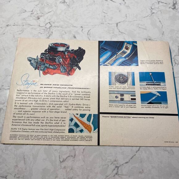 1962 Oldsmobile Starfire Hardtop and Convertible Automobile Sales Brochure - Picture 6 of 6
